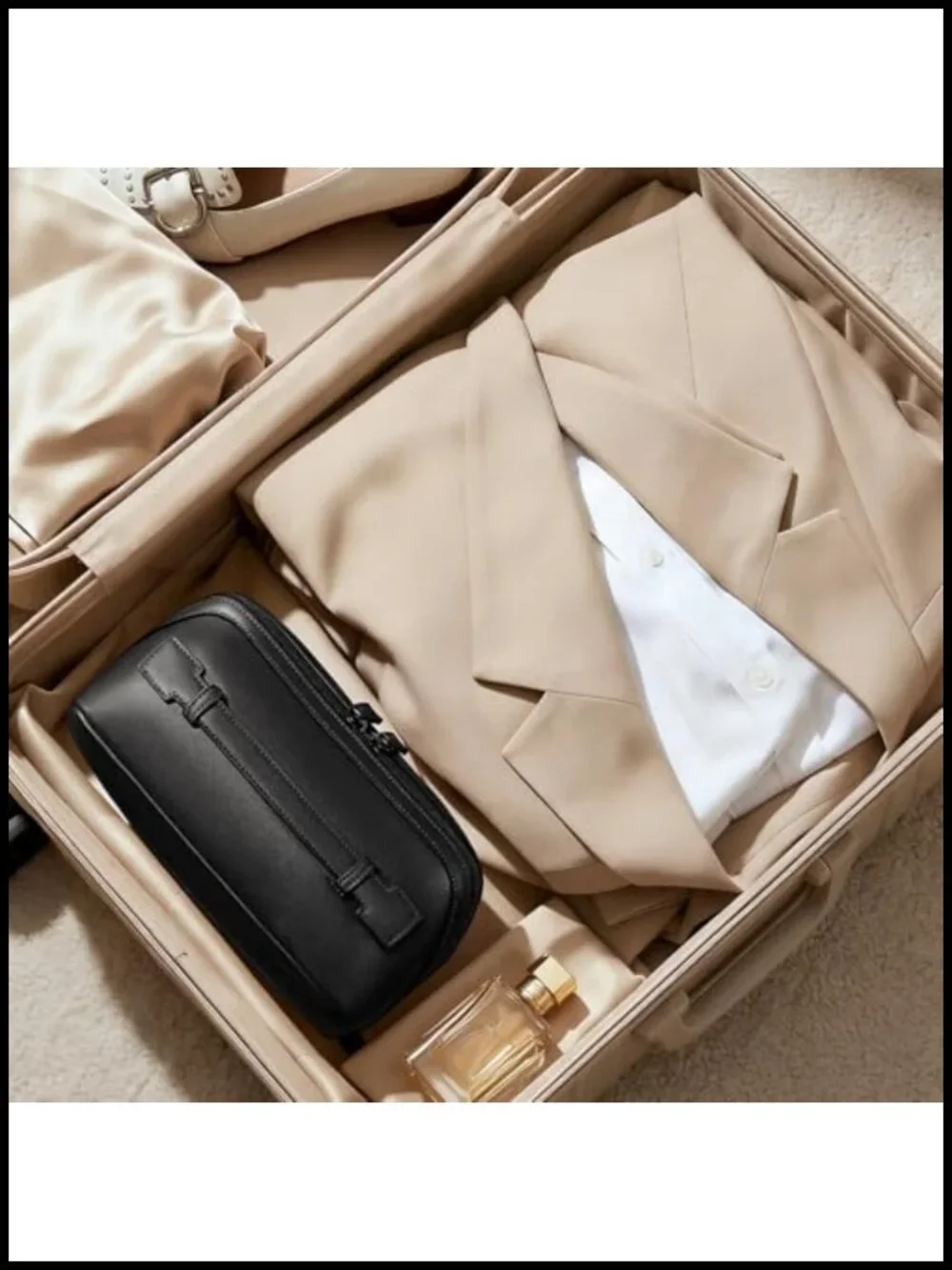 Large Capacity Waterproof PU Leather Flat Open Cosmetic Bag for Travel